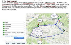 20130701 Osttirol - Fahrtroute des 3. Tages